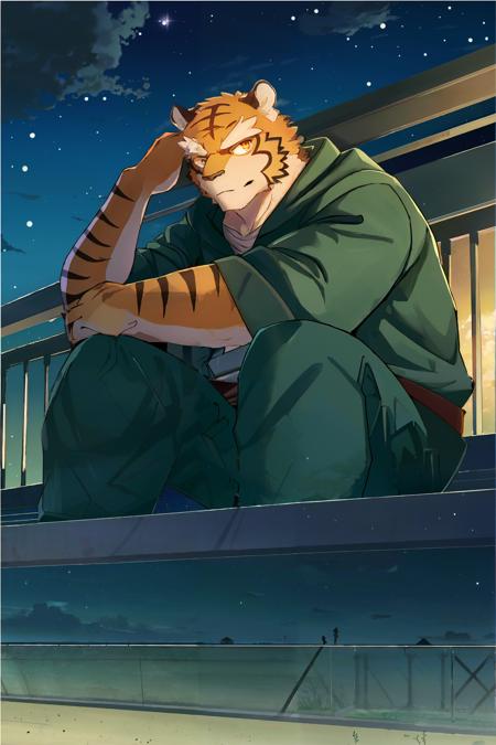 01186-3039814381-bara, furry, furry_male,male focus,muscular male, orange eyes,tiger furry,tiger ears, 1boy, solo,looking at viewer, ,upper body,.png